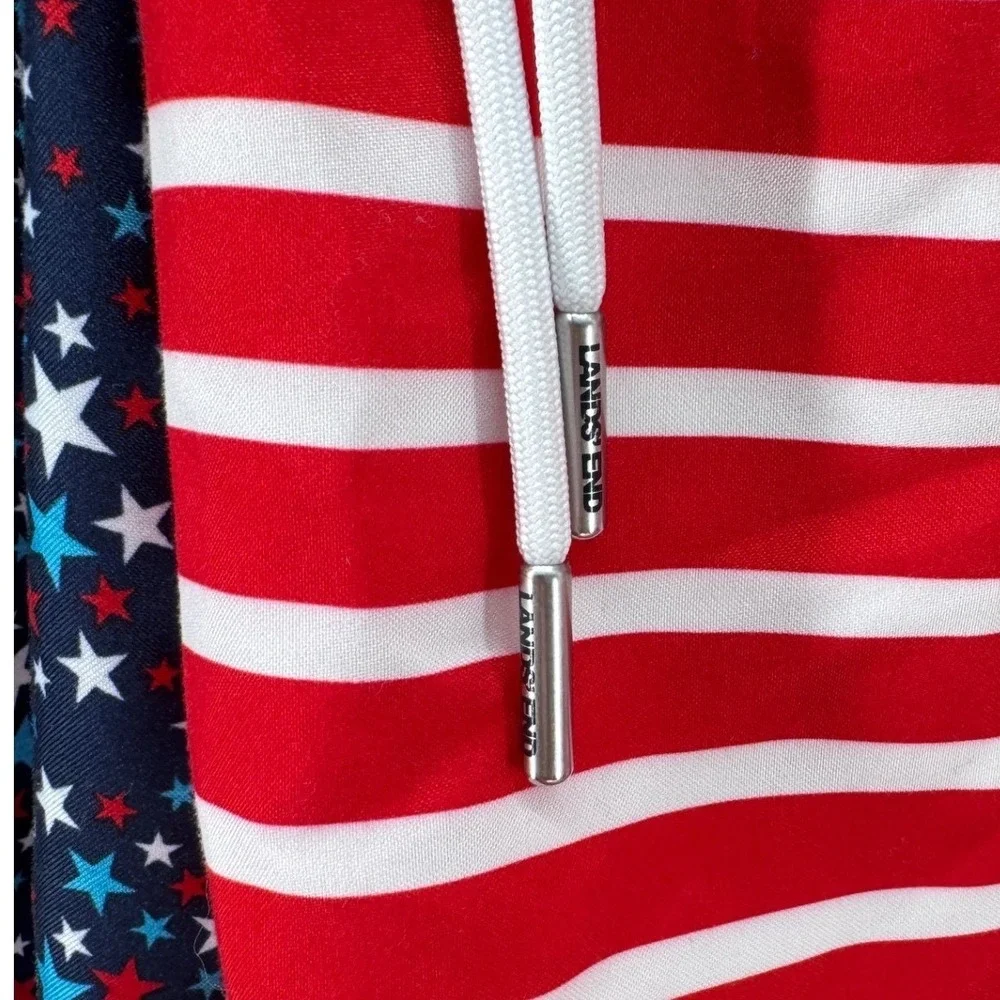Lands' End Swim Trunks Mens Medium Red White‎ Blue USA Patriotic Stars Stripes